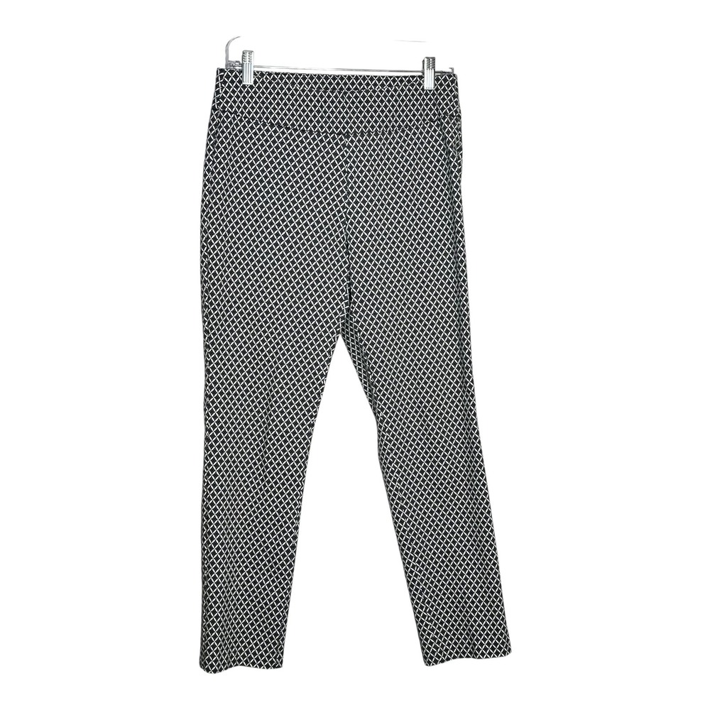 Tribal Womens Black White Geometric Diamond Print Pull On Slim Pants 20780-804 8
